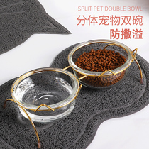 Cat Glass Bowl Anti-cervical Bowl Dog Bowl Cat Bowl Cat Rice Bowl Dog Rice Bowl Cat Bowl Iron Shelf Dog Food Bowl