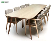 Nordic modern simple solid wood desk conference table rectangular table log negotiation table large table workbench