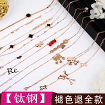 Japan and South Korea version of titanium steel anklet women do not fade simple rose gold student forest department double bell sexy ankle foot chain