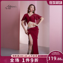 Xizi home belly dance Oriental dance dance dress female summer new V-collar wrinkle skirt set beginner uniform