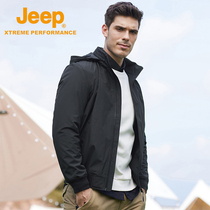 JEEP JEEP jacket men Outdoor Hiking Camping warm jacket breathable waterproof sports black hooded baseball suit