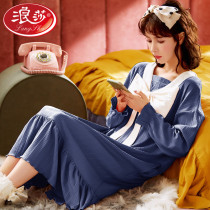 Longsha 2021 new nightgown women spring and autumn cotton long sleeve dress women's home clothing pajamas female princess style