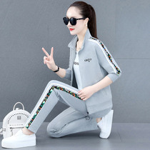 Sports suit womens spring autumn 2022 new upscale fashion relaxation casual wear The big code sweatshirt Three sets damp