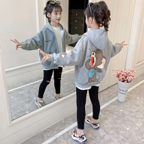 Girls spring and autumn coat thickened foreign style autumn winter clothing 2021 New Winter children little girl plus velvet coat