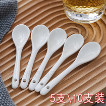 Ceramic coffee spoon children baby feeding small spoon household dessert seasoning Spoon restaurant long handle stirring stick