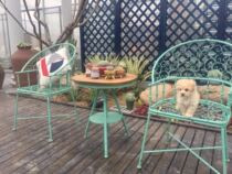 Pastoral Wrought iron table and chair Leisure outdoor home Garden Balcony table and chair decoration Garden retro old set of furniture