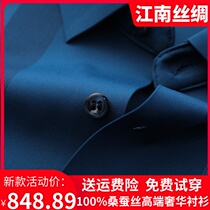 High-end sense heavy mulberry silk silk mens short-sleeved shirt business casual summer new striped shirt free ironing