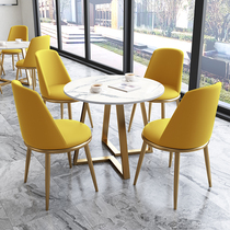 Marble leisure cafe Modern light luxury sales office Negotiation table and chair combination Simple business reception small round table