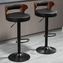 Bar chair solid wood modern minimalist backrest Nordic lifting rotating bar stool bar stool home cash register bar chair
