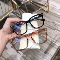 GM glasses frame female tide retro square black frame flat mirror anti-blue radiation glasses female frame can be equipped with myopia