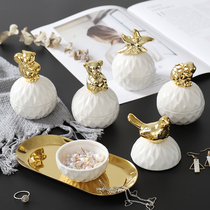 Nordic style ins jewelry storage box ceramic earring ring ring box with cover wedding hand gift dressing table ornaments