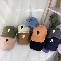 Korean childrens hat simple P letter baseball cap tide baby boys and girls solid color Foreign hip hat cap cap