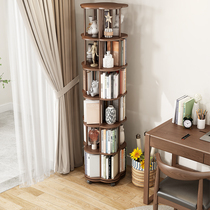 Rotating Bookshelves 360 Degrees Solid Wood Bookcase Children Bookshelves Removable storage rack Living room Bedroom Creative Shelf