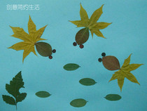 Colorful Autumn Real leaves deciduous stickers new kindergarten students manual class creative stickers making materials