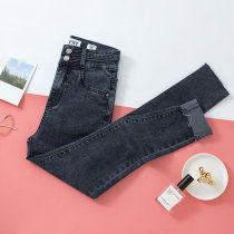 High waist jeans womens slim display high 2022 New spring workout 90% plus suede tight with little foot pants