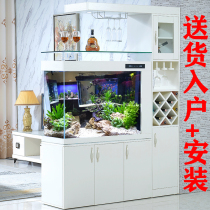 Aquarium goldfish tank square wine cabinet partition large and medium-sized ultra-white glass Chinese living room screen home shoe cabinet