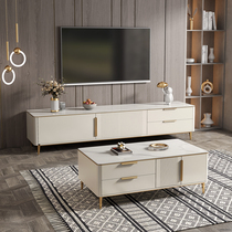 Light luxury tea table TV cabinet small apartment living room designer Net red piano paint storage modern rock board floor cabinet