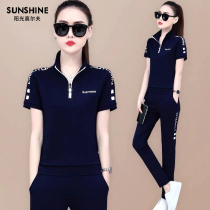 golf clothing womens sports suit summer short sleeve T-shirt golf clothes womens slim trousers two-piece set