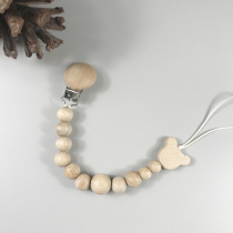 Wooden nipple chain environmental protection baby gum anti-drop chain pure natural wooden bead DIY nipple chain