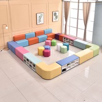 4S shop childrens area amusement park soft bag long bench library shopping mall lounge soft shoe cabinet fence