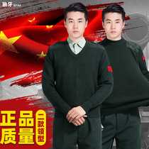 Cold-proof troops velvet school Lieutenant thermal underwear wool sweater men olive green men