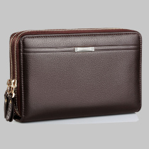 Handbag Handbag Handbag Long Purse Zipped Mens Bag Genuine Leather Mens Cell Phone Bag Mens Head Layer Cow Leather Winter High-end Leather Bag