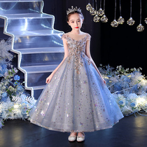 Girls high-end dress Princess skirt puffy gauze flower girl little girl wedding children host piano performance dress summer