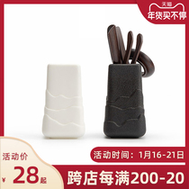 Mr. Nanshan Sifang Tea Ceremony Six Gentleman Set Ebony Household Kung Fu Tea Set Parts Tea Pins Tea Needle