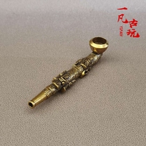Antique yellow pure copper dual-use type eight immortals figure cigarette rod Pipe smokable silk cigarette old smoking gun cigarette rod