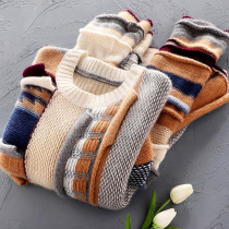 2021 New early autumn chic lazy wind retro Japanese European knits raccoon velvet loose sweater women autumn and winter