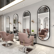  Net celebrity barber shop mirror LED luminous mirror Hair salon hair mirror simple touch hot dyeing makeup mirror