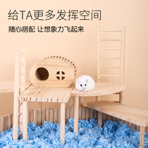 Hamster Terrace Flowers Branches Squirrels Golden Silk Bear Small Hamster Cage Special Built View Life Toys Solid Wood Furniture Goods