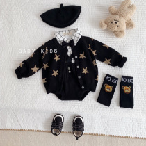 ins spring and autumn infant child knit sweater cardio-male and female baby 100 lap long sleeve star blouses jacket Chaufan
