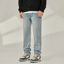 CHINISM 2022SS CH washed up as old blue jeans Men American Tide Cards High Street Loose Straight Barrel Long Pants