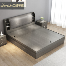 Nordic air pressure high box bed Modern simple 1 8 meters storage storage bed Small apartment multi-function bed 1 5 double beds