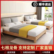 No bedside bed solid wood bed 2 m 1 8m single double economy simple modern tatami bed frame 1 m home