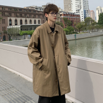 Long windbreaker mens coat spring and autumn British wind coat Rui handsome Japanese European station Korean oversize high street