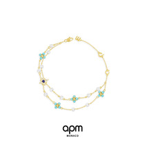 APM Monaco Roman style niche design exquisite pearl and blue stone bracelet Tanabata send Girlfriend jewelry
