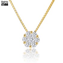 Baihe 18k gold diamond necklace group set clavicle chain Womens light luxury diamond carat effect pendant real diamond