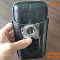 Cigar case portable suit portable cigar protective cover leather crocodile pattern 3-pack cigar moisturizer