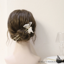 Xianqi Lace Pearl Bow hairclip pin Simple Modern Women Hairpin Hairpin Hairpin Hair U-shaped Clip Hair Armor