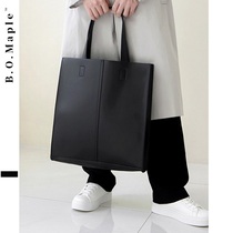 BOMaple Korean version tote bag male ochre large capacity fashion retro 100 lap personality hand carrying single shoulder inclined satchel bag