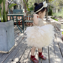 High-end girls princess dress Puffy yarn Baby girl first birthday dress Baby 100 days super-western dress
