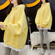 Pregnant womens sweatshirt 2022 New online red suit Spring loaded blouses Korean version loose with cap Long sleeves Acculate spring and autumn