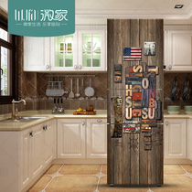 Refrigerator stickers retro creative personality air conditioning refurbished waterproof self-adhesive door stickers wardrobe stickers