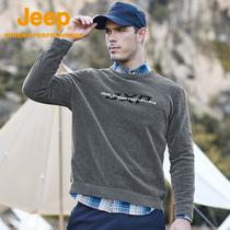 Jeep round neck knitwear men long sleeve autumn jacket stretch stretch breathable outdoor casual pullover warm sweater coat