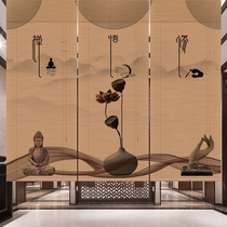 Printed bamboo curtain curtain living room rolled home Japanese sunshade tea room screen lifting partition