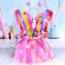 Luminous toy girl back butterfly wings fairy fairy stick children magic rod girl dress show clothing