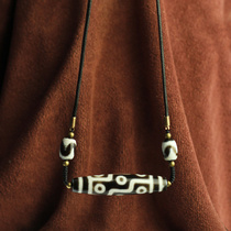 Nine-eye dzi pendant mens and womens collarbone across necklace halter neck natural Tibetan genuine raw stone heavenly eye pendant