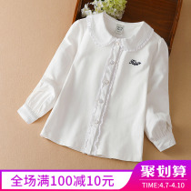 Girl Shirt Long Sleeve Pure Cotton Foreign Air Spring Dress 2022 New Children White Shirt Trendy Little Girl Hit Bottom Jacket
